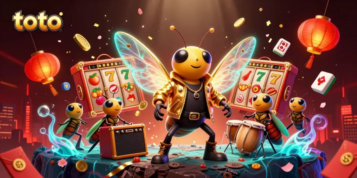Toto slot menang dengan cicada rock star, drummer beetle dan banyak simbol permainan!