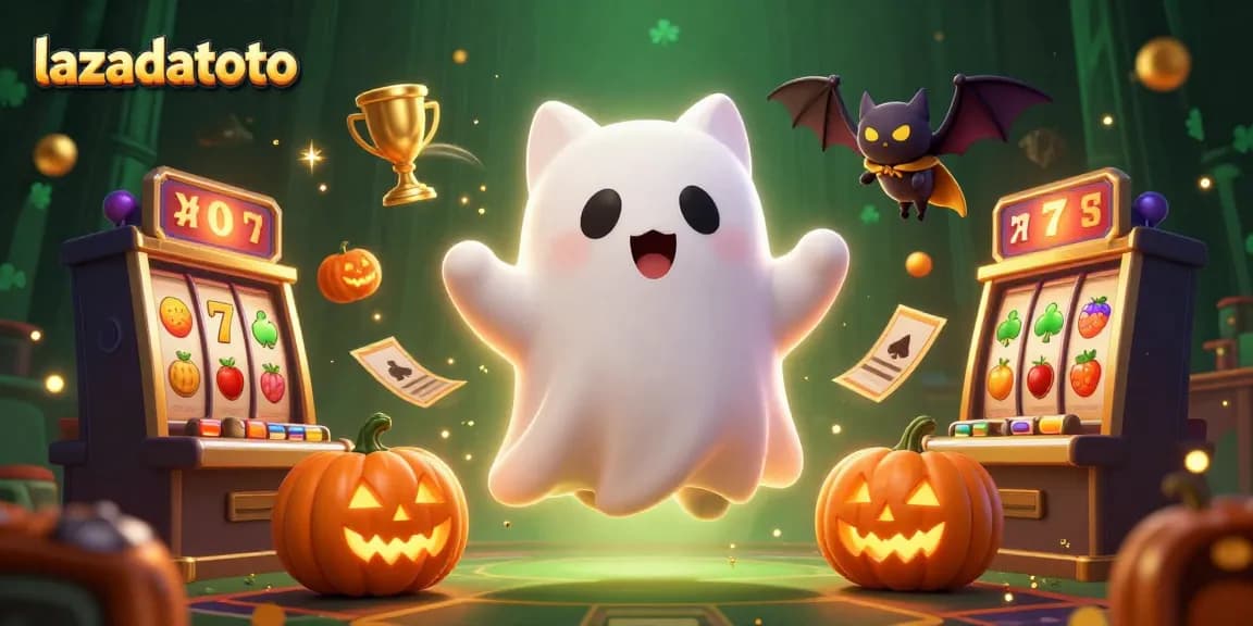 Lazadatoto ghost cat and vampire bat enjoying a thrilling haunted casino experience.