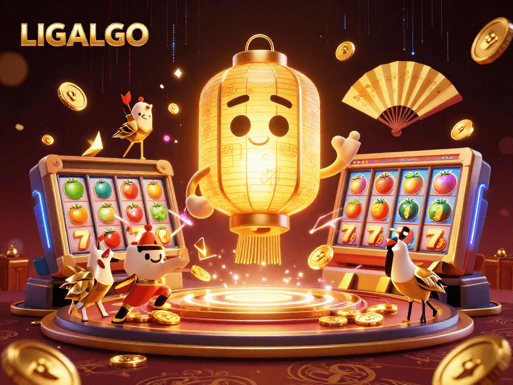 LIGALGO showcases an exciting slot experience amidst vibrant casino gameplay elements.