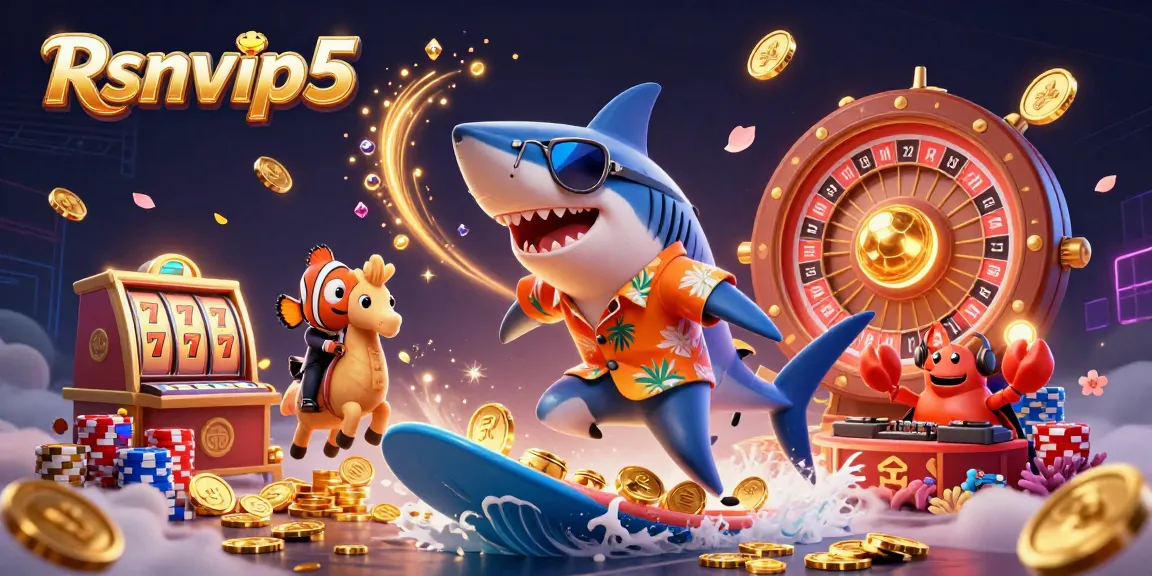 Rasakan permainan yang mendebarkan dengan Rsnvip5, menampilkan animasi kasino 3D yang penuh warna dan gulungan slot yang dinamis.