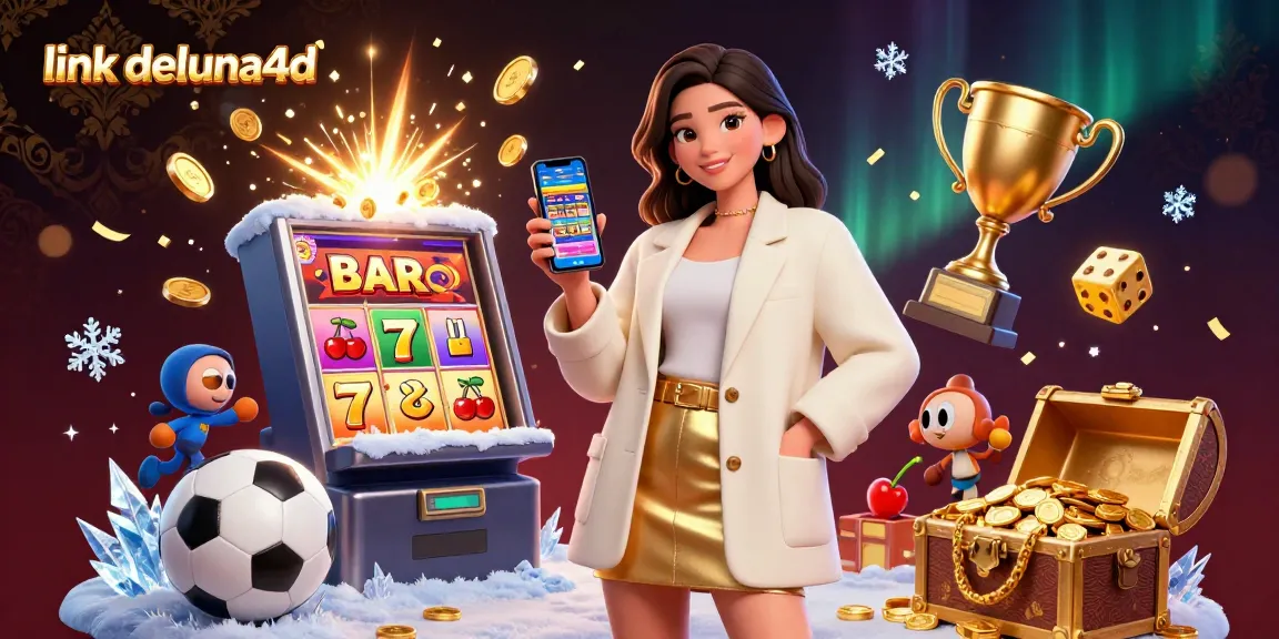 Experience the excitement of betting with link deluna4d in this dynamic casino illustration filled with jackpots and gaming action.