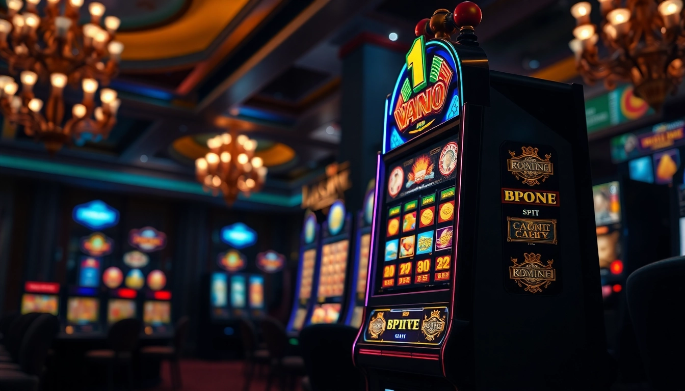 Putaran pada slot mesin kasino yang mengesankan dan berwarna-warni.