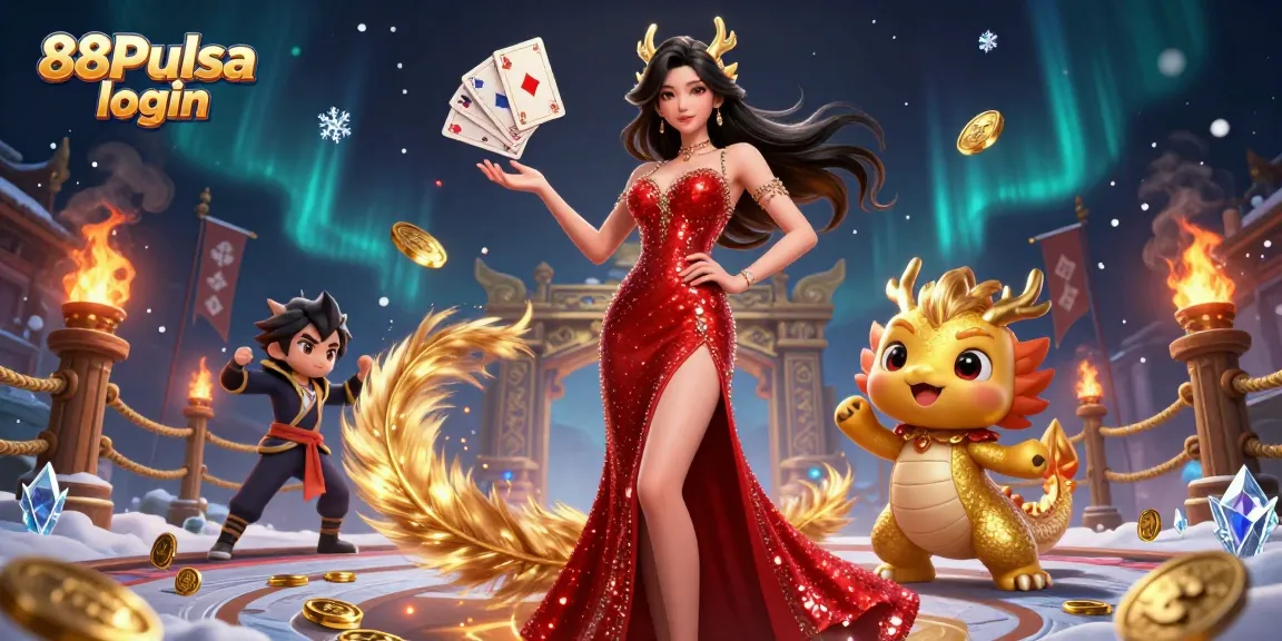Engage with 88Pulsa login for a premium online casino experience featuring a stunning Asian woman and golden gaming elements.