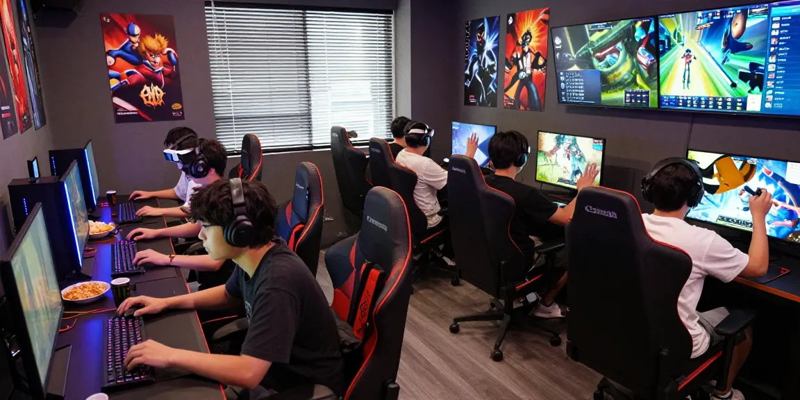 Exciting gaming scene showcasing players engaged in Rr8i challenges in a modern lounge.