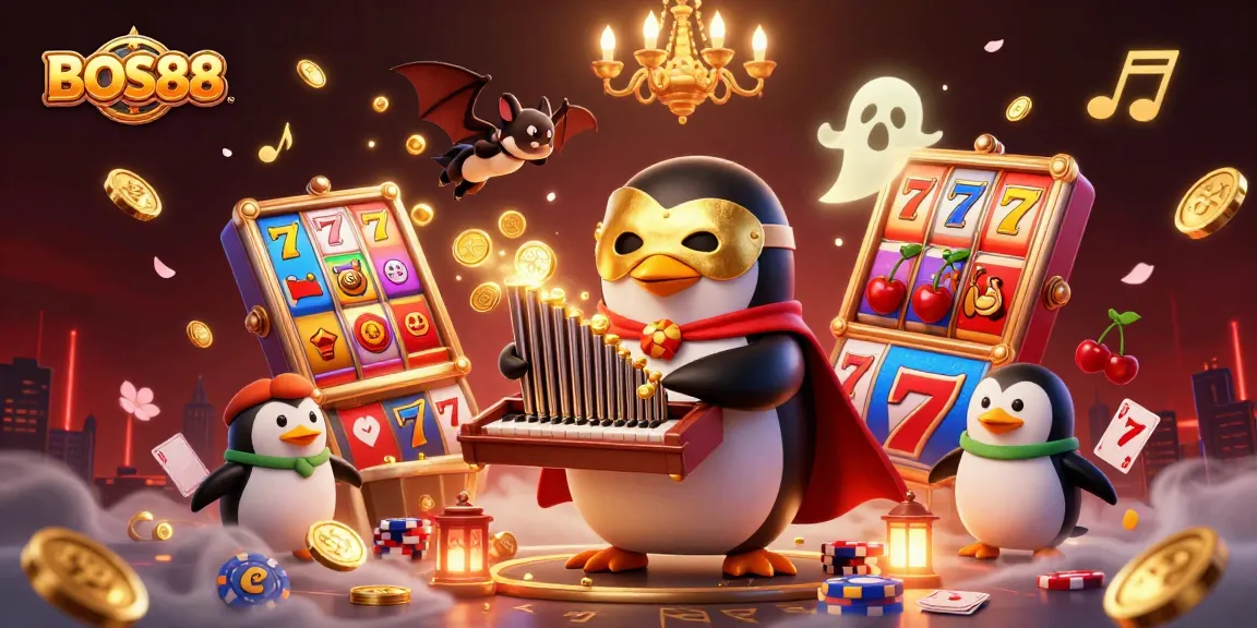 Memainkan slot online di BOS88 sebelum jackpot, sambil dikelilingi elemen kasino menarik.
