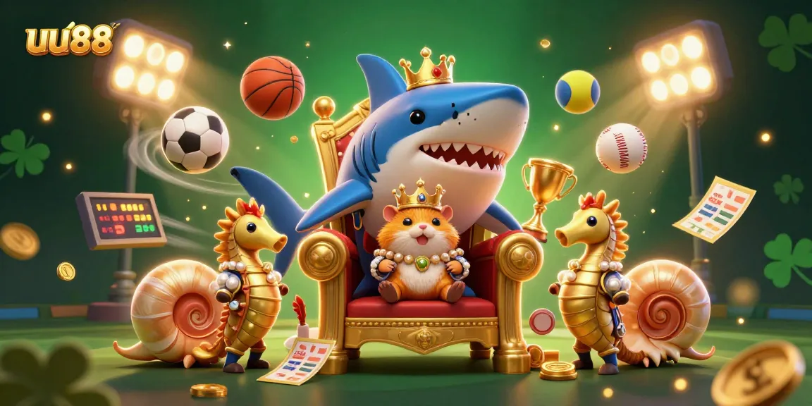 Experience exclusive gaming excitement with uu88, featuring a golden hamster king and dynamic sports elements.