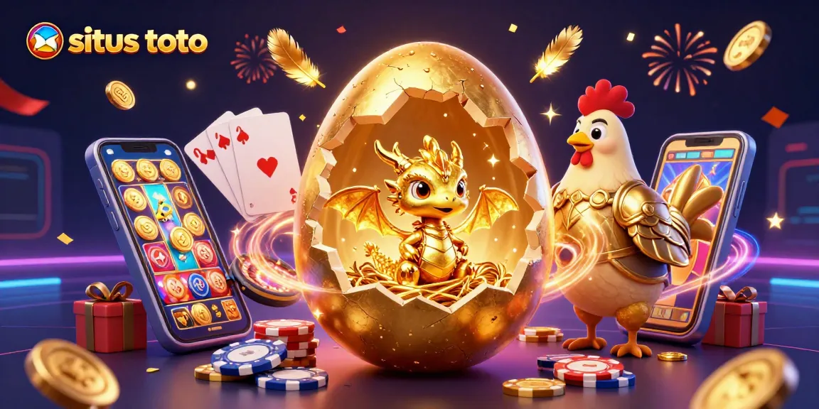 Menangkan situs toto dengan gambar mencolok dari naga emas dan poker chip yang bersinar.