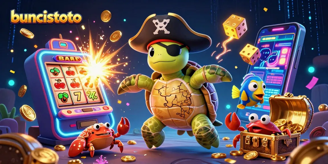 Buncistoto menghadirkan aksi seru slot online dengan karakter kartun dan mesin slot, ditampilkan secara menarik.