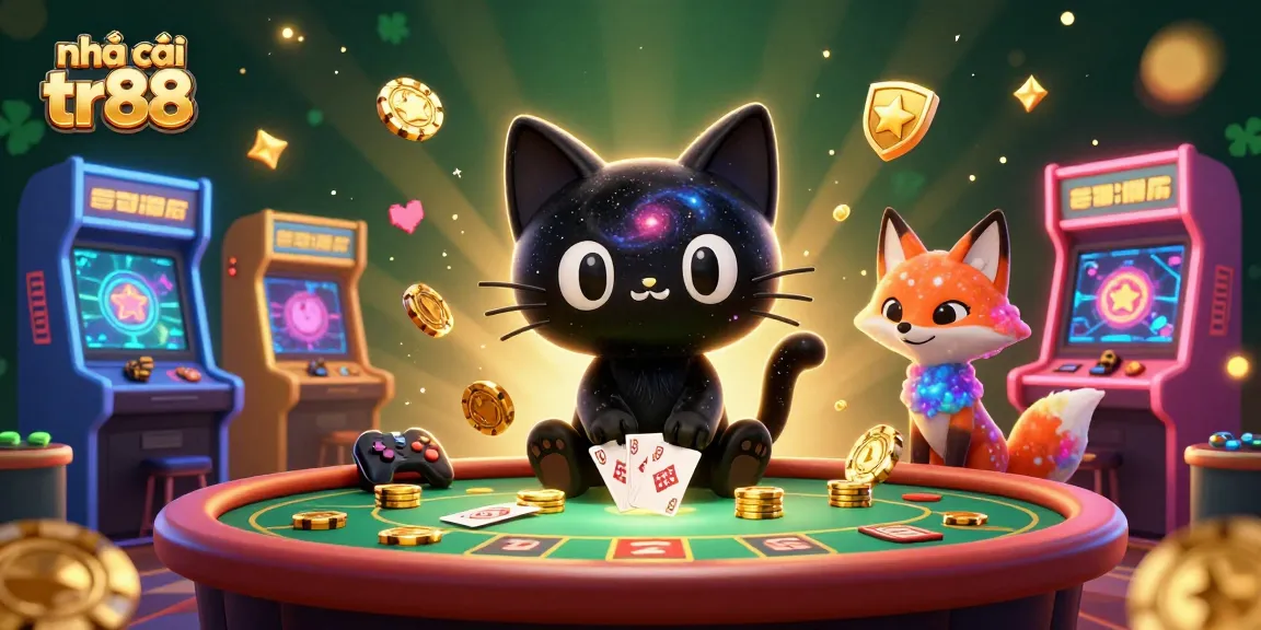 Join the cosmic fun at nhà cái tr88 with a captivating 3D casino experience featuring a playful black hole cat.