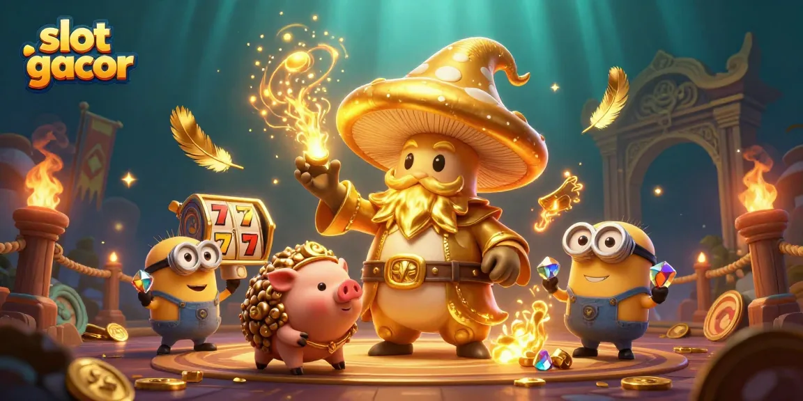 Mainkan slot gacor dengan karakter fantasi magis yang memancarkan cahaya emas dan uang berkilauan