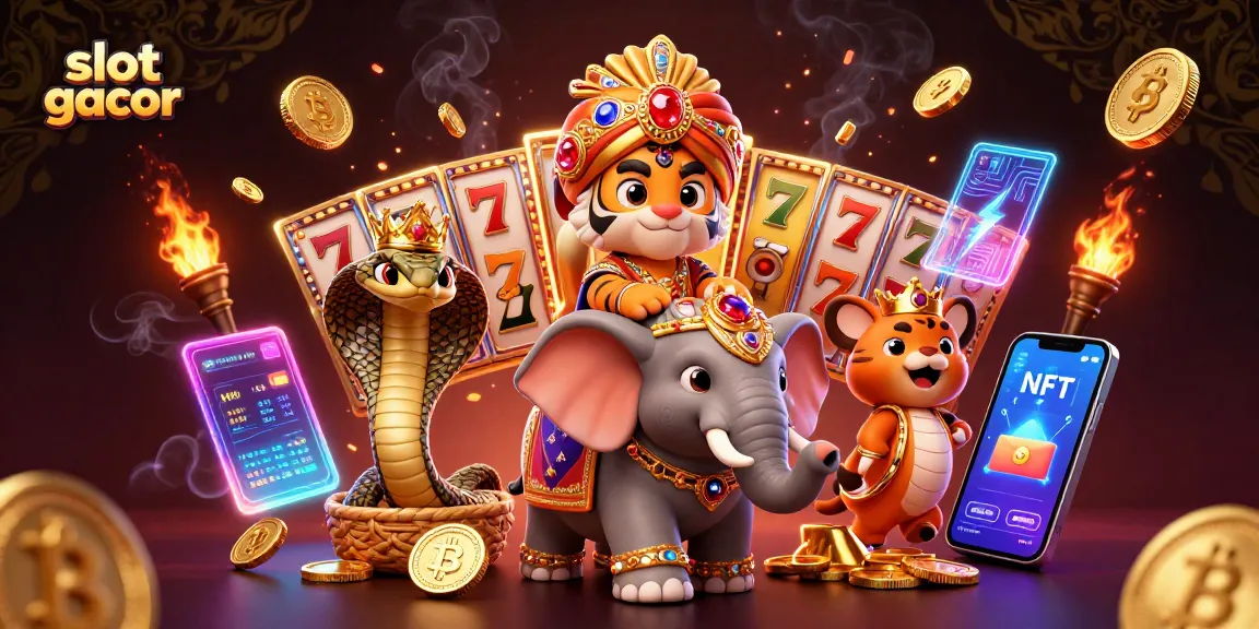 Experience slot gacor action with a vibrant scene of gaming excitement, featuring colorful reels and jackpots.
