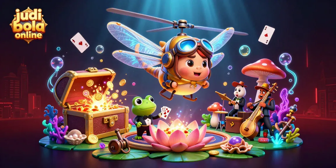 Experience the thrill of judi bola online with vibrant characters and rich casino elements in this 3D illustration.