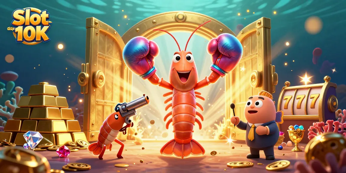 Experience the thrill of Slot depo 10K with vibrant cartoon characters and sparkling treasures in a dynamic casino scene.