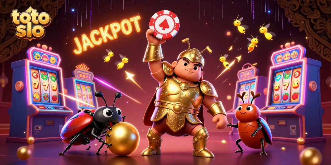 Engage in exciting toto slo gameplay, featuring 3D cartoon beetles and vibrant slot machines.