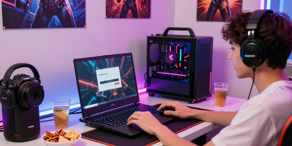tempototo login interface displayed on gaming laptop in a vibrant room.