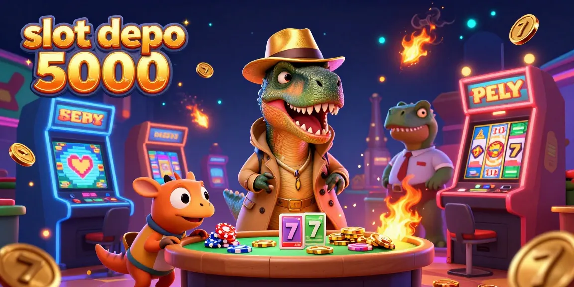 Play slot depo 5000 with a velociraptor card counter at a dynamic casino scene