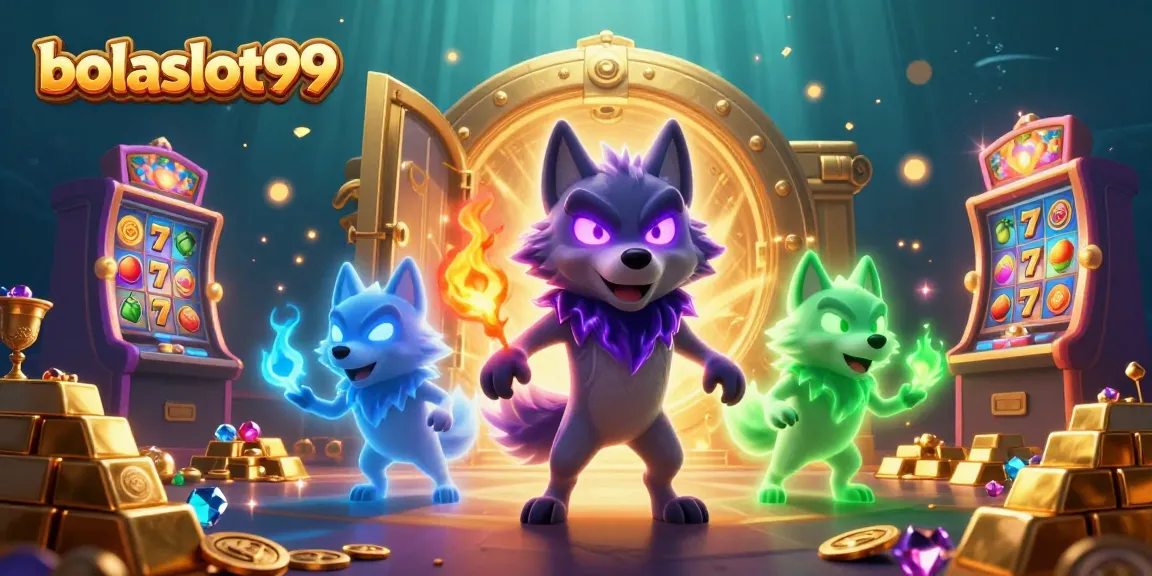 Experience thrilling slots with bolaslot99 featuring ghostly wolves and treasure galore in an exciting casino scene.