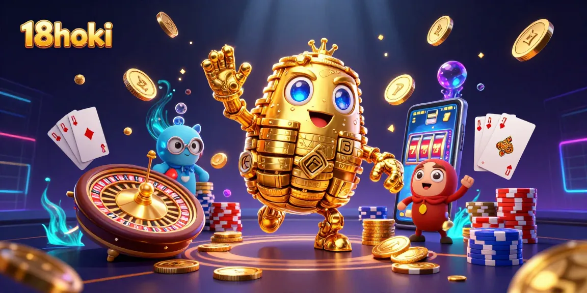 Experience thrilling gameplay at 18hoki with golden golem and vibrant casino elements.