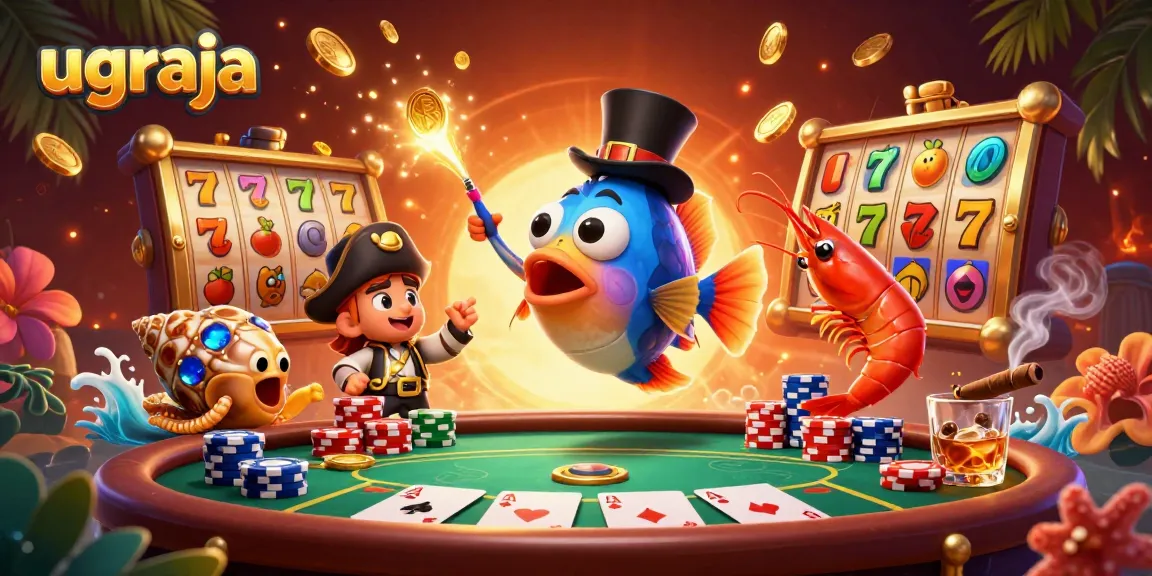 Menangkan jackpot menarik di ugraja saat memancing koin emas dengan karakter berwarna cerah yang memperlihatkan keseruan permainan.