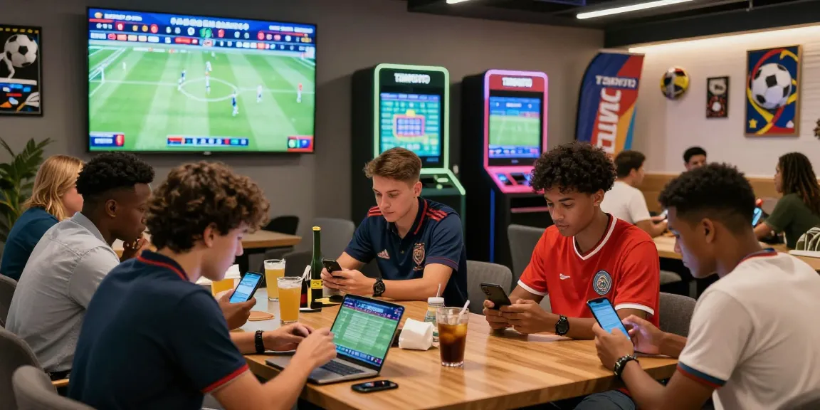 Fans engaging in TEMPOTOTO login during the 2026 World Cup, enjoying a lively betting atmosphere in a modern lounge.