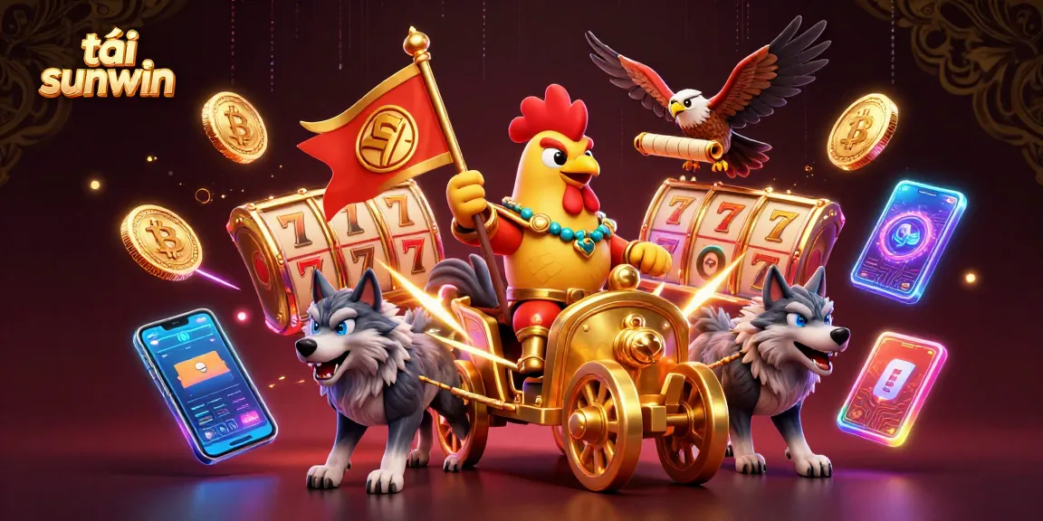 Experience exhilarating gameplay as you tải sunwin with exciting slot reels and crypto elements in a vibrant scene.
