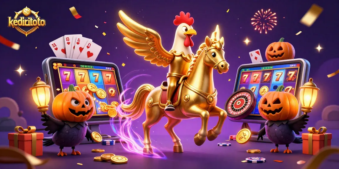 Menggandakan peluang menang dengan kediritoto dalam ilustrasi kasino penuh warna yang menampilkan simbol slot.