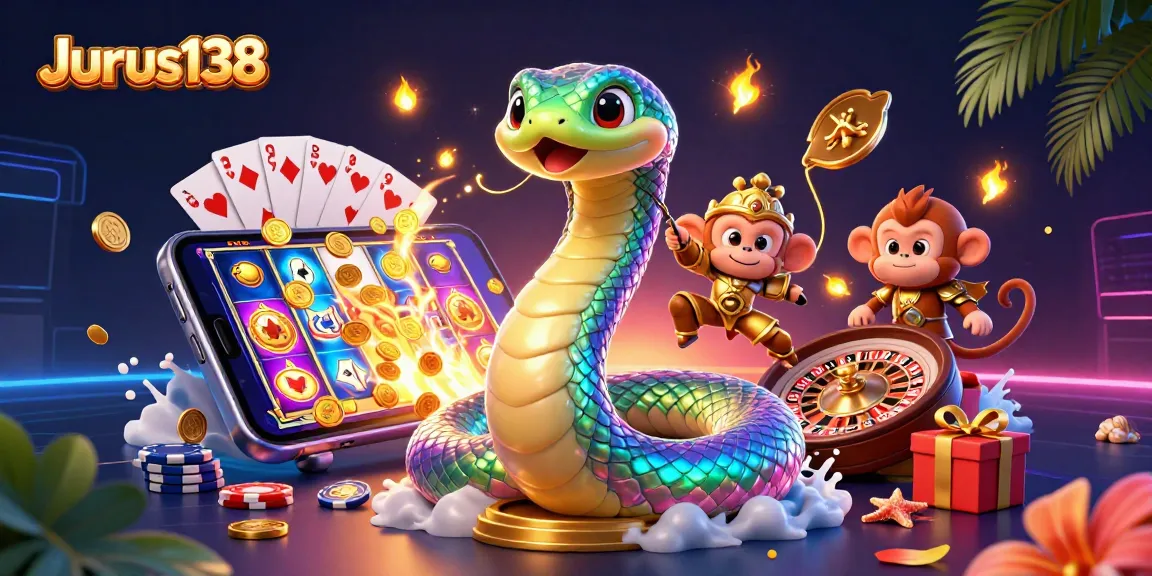 Engage with Jurus138's vibrant slot games featuring a rainbow serpent and monkey king.